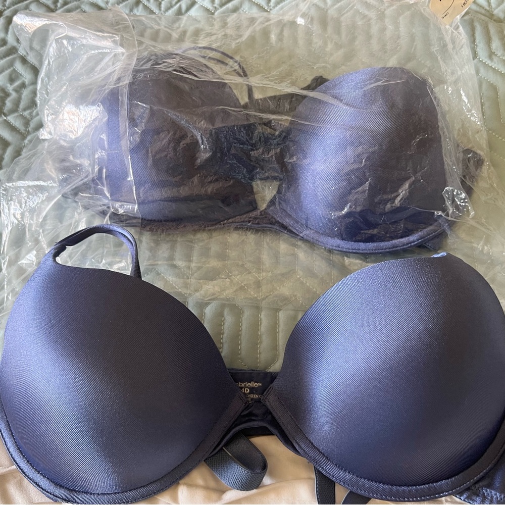 Ambrielle extreme plunge push up add 2 cups bra 34D lot of 2 bras